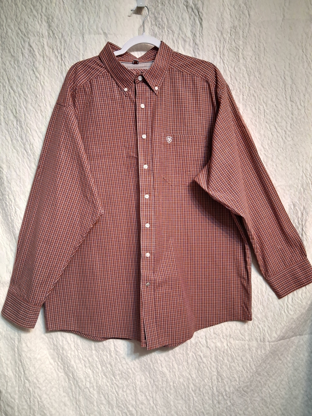 Ariat Pro Series Classic Men's Button-Down Shirt in Rust Plaid